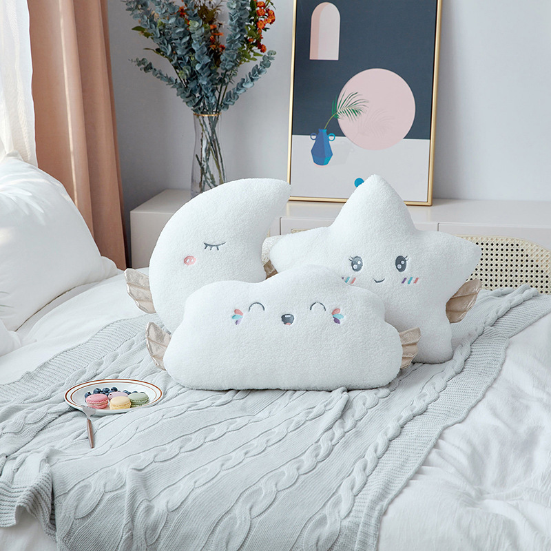 Plush Toy Soft Starry Sky Pillow Cute Clouds Stars Moon Sofa Cushion Home Decoration - Image 3