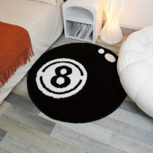 Simple Black No 8 Rug  Cashmere-Style Floor Mat